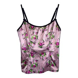 BETSEY JOHNSON Pink Floral Stretch Cami Tank Sz M